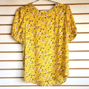 Loft Petite Back ButtonUp Floral Blouse